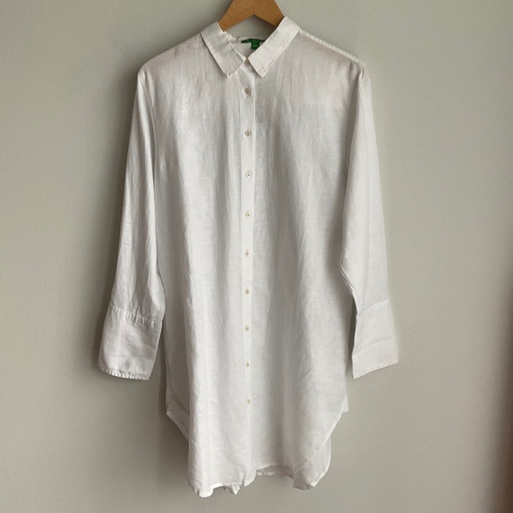 NWT J. Crew White Relaxed-fit beach shirt in linen-cotton blend SZ Various - Picture 4 of 9
